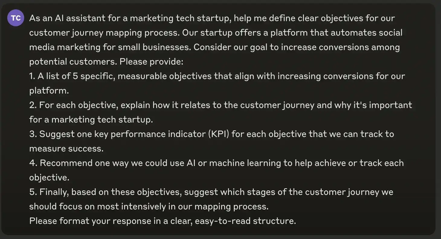 chatgpt prompt for ai customer journey mapping