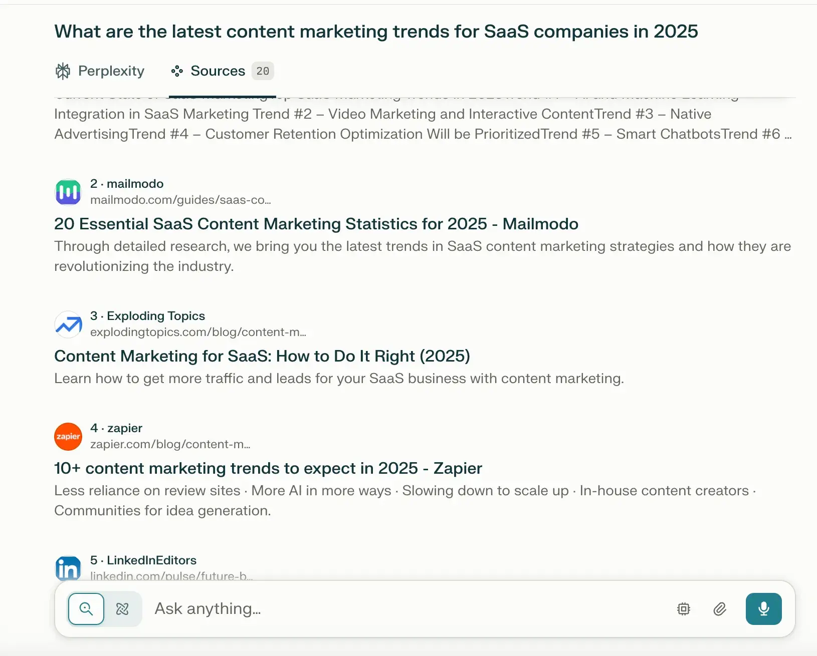 screenshot of perplexity’s “sources” tab, which lists all its citations in one place.https://www.perplexity.ai/