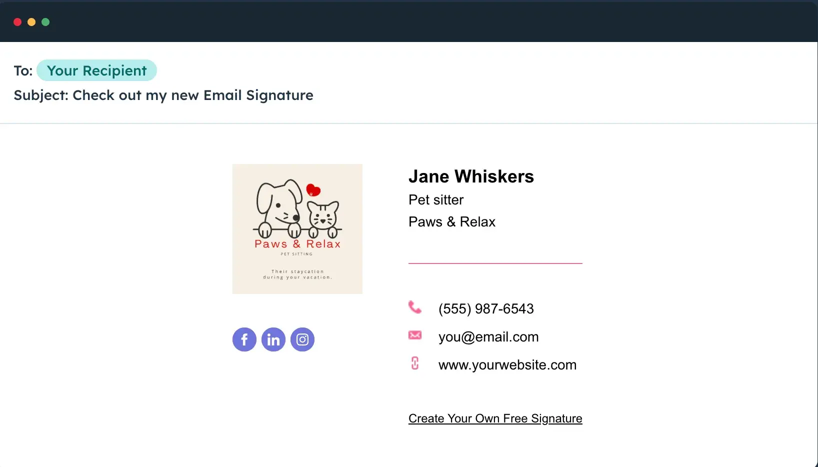 screenshot of an email signature with logo.