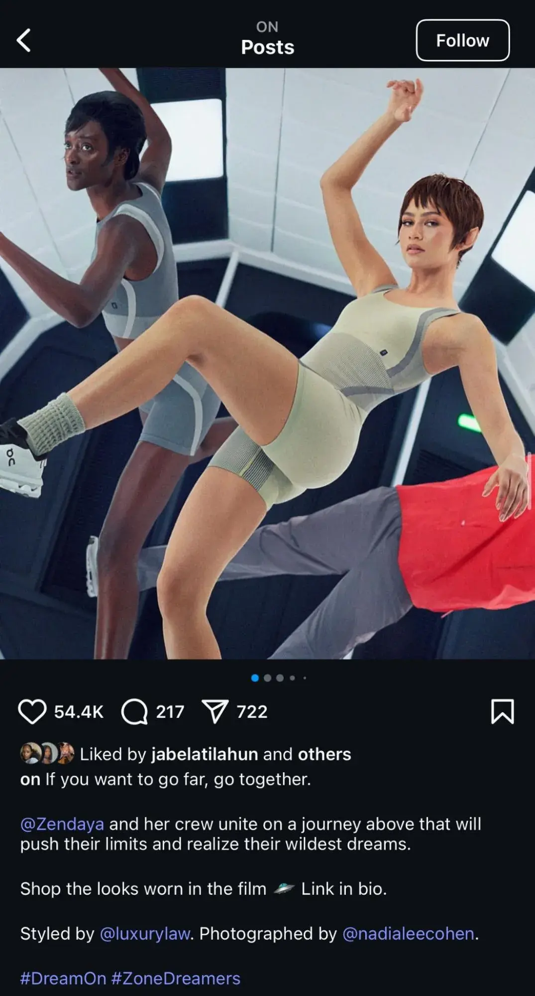a screenshot of a post from on featuring zendaya, highlighting its 2025 summer collection 