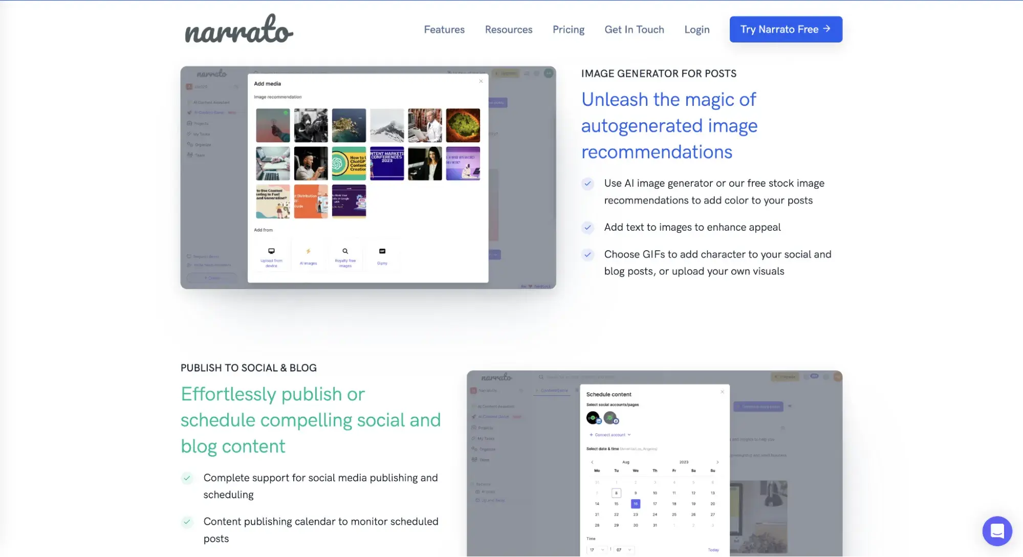 ai tools for social, narrato